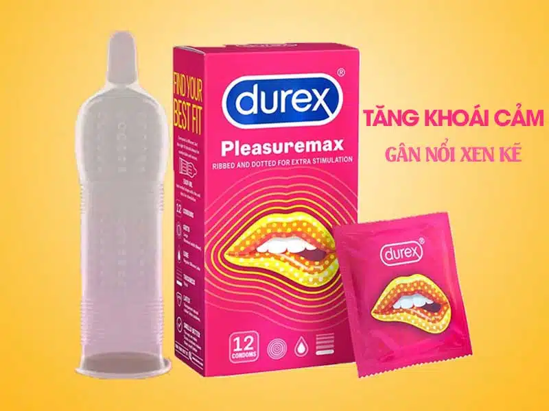 Bao cao su Durex Pleasuremax - Gân gai, Size 56mm (10 Cái)