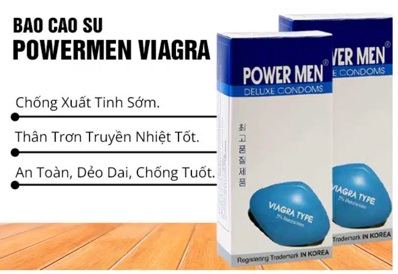 Bao cao su Powermen Viagra  - Siêu mỏng, kéo dài quan hệ (12 cái)