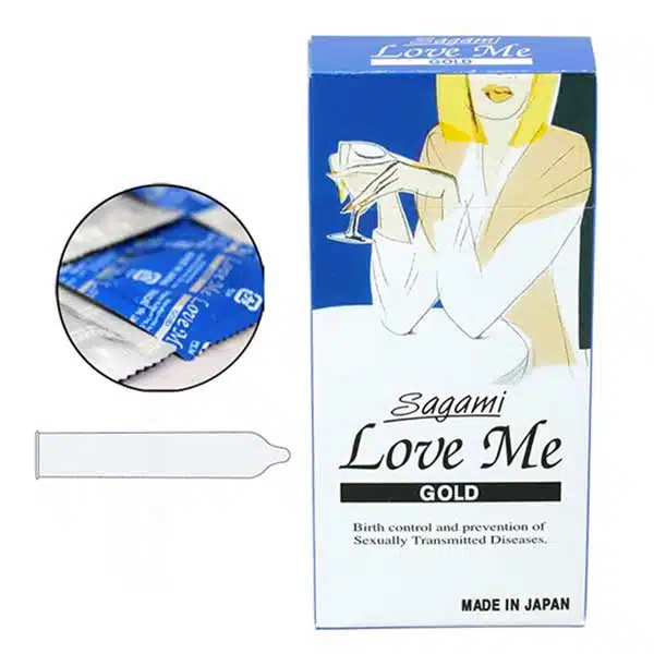 Bao cao su Sagami Love Me Gold siêu mỏng, dẻo dai 0.03mm (10 cái)